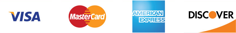 Visa, MasterCard, American Express and Discover accepted